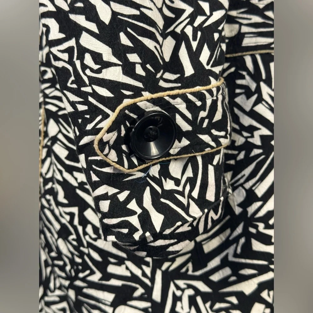 Sharon Young Abstract Print Jacket Size 8 Black White Career Chic Coat - Picture 5 of 14